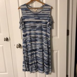 Tie Dye ish beautiful cold shoulder spring dress
